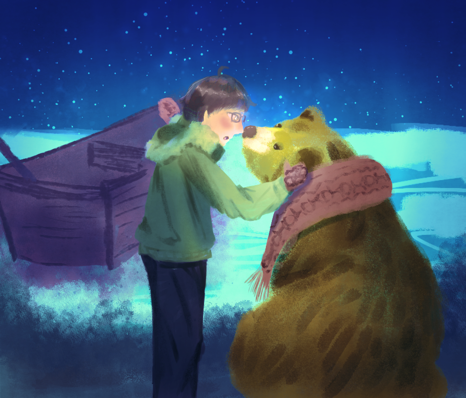 冬の海へ乗り出す